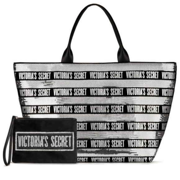 Victoria's Secret Handbags - Victoria’s Secret Glittery Tote With Pouch